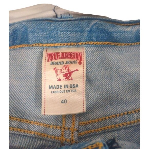 True Religion Bobby Big QT Distressed Jeans Black Stitch - Sz 40 x 28 Md… - Picture 7 of 13